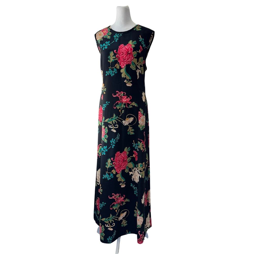 Vintage ‘90s CC Courtenay Black Floral Print Sleeveless Maxi Dress